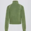Kort sweatshirt i frotté med dragkedja i grönt