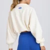 Kort sweatshirt med kvartslås i vitt