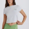 Kort T-shirt med tryck i gråmelerat