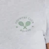 Kort T-shirt med tryck i gråmelerat