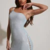 Kylie Embellished Asymmetric Ultra Miniklänning i Aqua