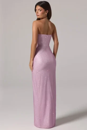 La Rochette Maxiklänning med bandeau och cowl-midja i rosa
