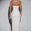 La Rochette Maxiklänning med bandeau-top och cowl-hals i ivory