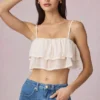 Lacie kort camisole-top med volanger i elfenben