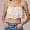 Lacie kort camisole-top med volanger i elfenben
