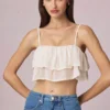 Lacie kort camisole-top med volanger i elfenben