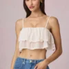 Lacie kort camisole-top med volanger i elfenben