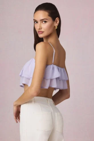 Lacie kort camisole-top med volanger i lila