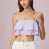 Lacie kort camisole-top med volanger i lila