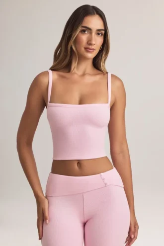 Lai Modal camisole-top med fyrkantig halsringning i pastellrosa