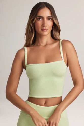 Lai Modal camisole-top med rund hals i salviagrön