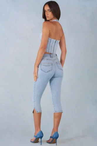 Landon Capri-jeans i ljus denim med medelhög midja
