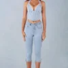 Landon Capri-jeans i ljus denim med medelhög midja