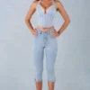 Landon Capri-jeans i ljus denim med medelhög midja