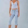 Landon Capri-jeans i ljus denim med medelhög midja