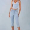 Landon Capri-jeans i ljus denim med medelhög midja