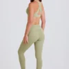 Leggings med vikbar midja och hällor i Matcha