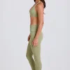 Leggings med vikbar midja och hällor i Matcha