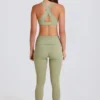 Leggings med vikbar midja och hällor i Matcha