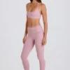 Leggings med vikbar midja och hällor i mauve