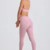 Leggings med vikbar midja och hällor i mauve
