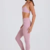 Leggings med vikbar midja och hällor i mauve