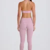 Leggings med vikbar midja och hällor i mauve