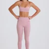 Leggings med vikbar midja och hällor i mauve