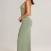 Leire Modal Plunge Backless Maxi Klänning i salviagrön