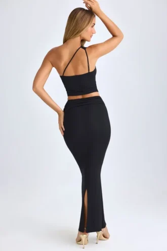 Lena Modal Twist-Front Maxikjol i svart