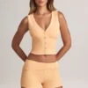 Nina Modal Foldover Mid-Rise Shorts i färgen Peach