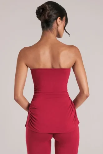 Leni Bandeau Longline Top i körsbärsrött
