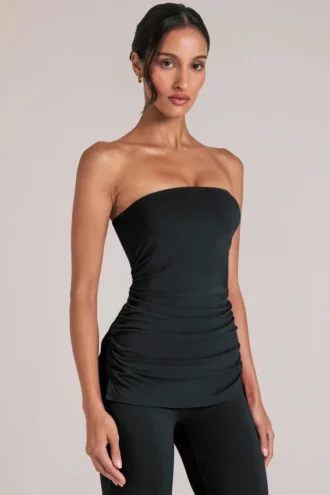Leni Bandeau Longline Top i svart