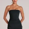 Leni Bandeau Longline Top i svart