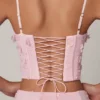 Letitia Embellished Lace-Up Corset Top i mjukrosa