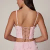 Letitia Embellished Lace-Up Corset Top i mjukrosa