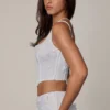 Letitia Embellished Lace-Up Corset Top i vitt