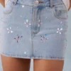 Levara Mid-Rise Denim Micro Mini Kjolar i ljus denim