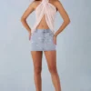 Levara Mid-Rise Denim Micro Mini Kjolar i ljus denim