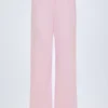 Libby Pointelle Mid-Rise Straight-Leg Trousers i Baby Pink