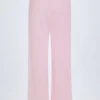 Libby Pointelle Mid-Rise Straight-Leg Trousers i Baby Pink