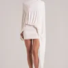 Lida draperad cape-miniklänning i ivory