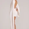 Lida draperad cape-miniklänning i ivory