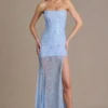 Liliane Premium Embellished Lace Corset Gown i himmelsblått