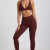 Linnea Petite ribbade modal-leggings med hög midja i färgen Espresso
