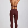 Linnea Petite ribbade modal-leggings med hög midja i färgen Espresso