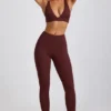 Linnea Petite ribbade modal-leggings med hög midja i färgen Espresso