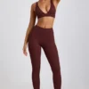 Linnea Petite ribbade modal-leggings med hög midja i färgen Espresso
