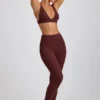 Linnea Petite ribbade modal-leggings med hög midja i färgen Espresso