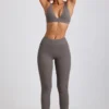 Linnea Petite ribbade modal-leggings med hög midja i grått